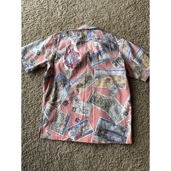 Vintage Polo Ralph Lauren M Salmon Coastal Hawaiian Cotton Button Down Shirt - Picture 5 of 7